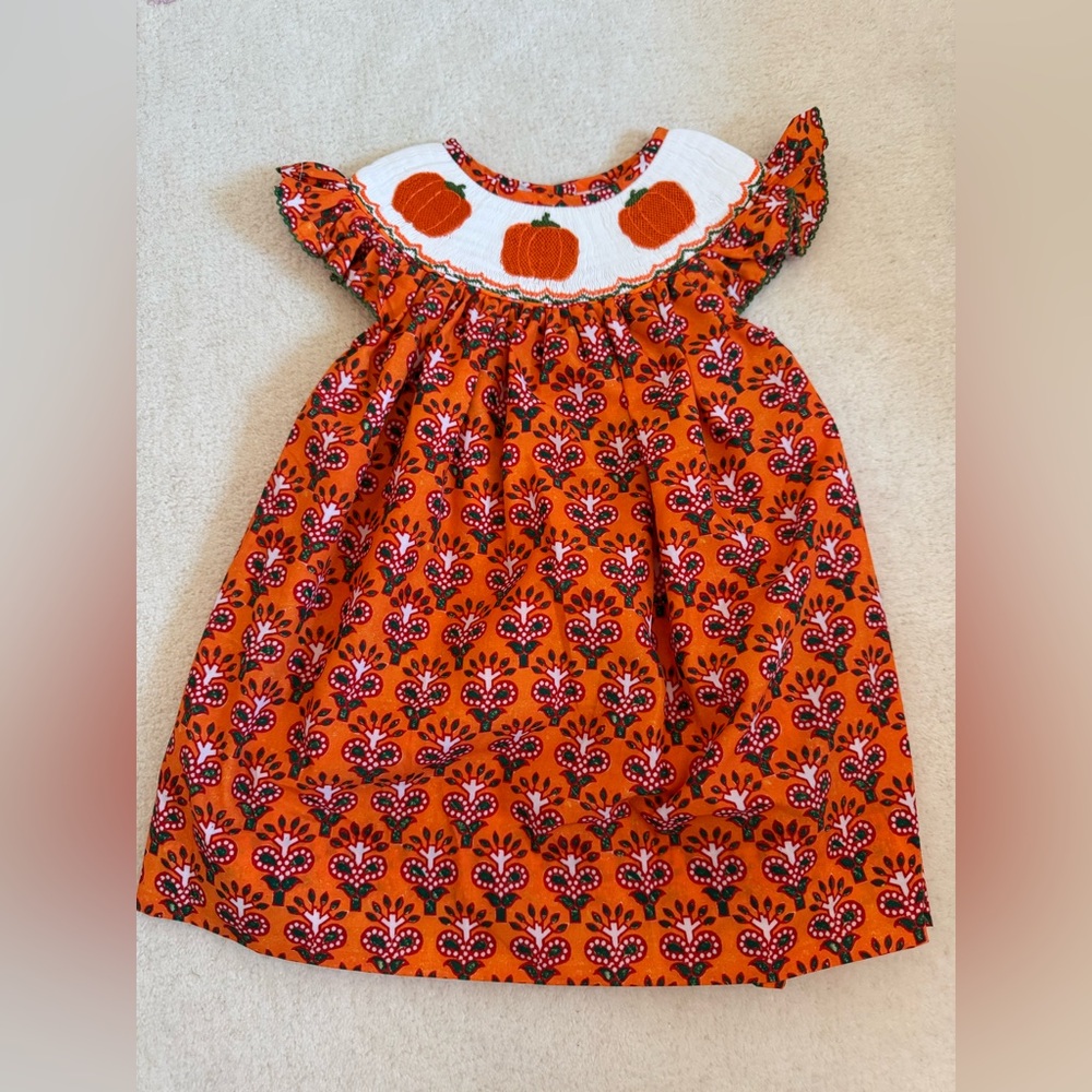 Poppy Kids Co Smocked Pumpkin Dress
